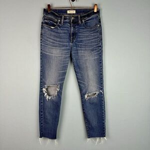 Madewell Womens 9" High Rise Skinny Crop Blue‎ Denim Distressed Jeans Size 29